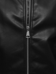 Γυναικείο δερμάτινο μπουφάν μαύρο OZONEE O/G116Z