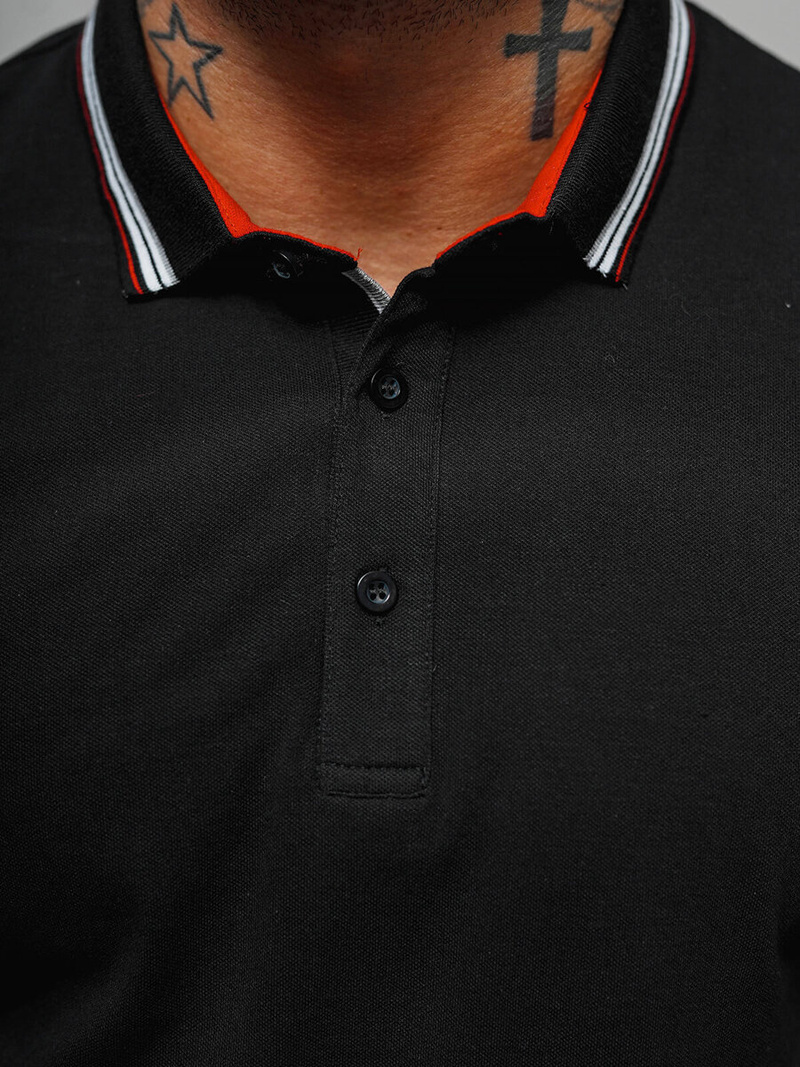 Ανδρική μπλούζα polo μαύρο OZONEE O/DA729