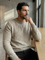 Ανδρικό πουλόβερ μπεζ OZONEE JS/59B3600/155