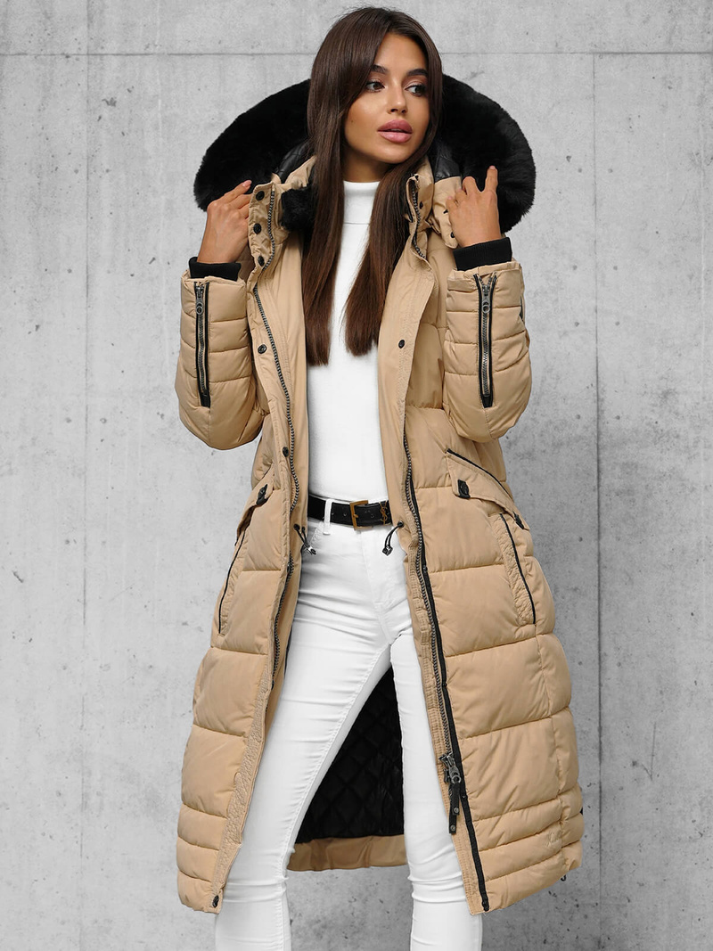 Γυναικείο μπουφάν μπεζ OZONEE O/W377