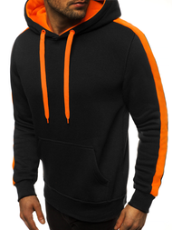 Ανδρικό Φούτερ με Κουκούλα μαύρο-πορτοκαλί OZONEE JS/2012