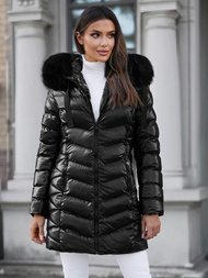 Γυναικείο χειμερινό μπουφάν mαύρος OZONEE JS/M778/392BZ