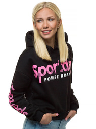 Γυναικείο φούτερ με κουκούλα μαύρο OZONEE JS/KSW2014