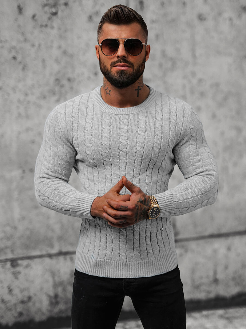 Ανδρικό πουλόβερ γκρι OZONEE NB/MM6021/2Z