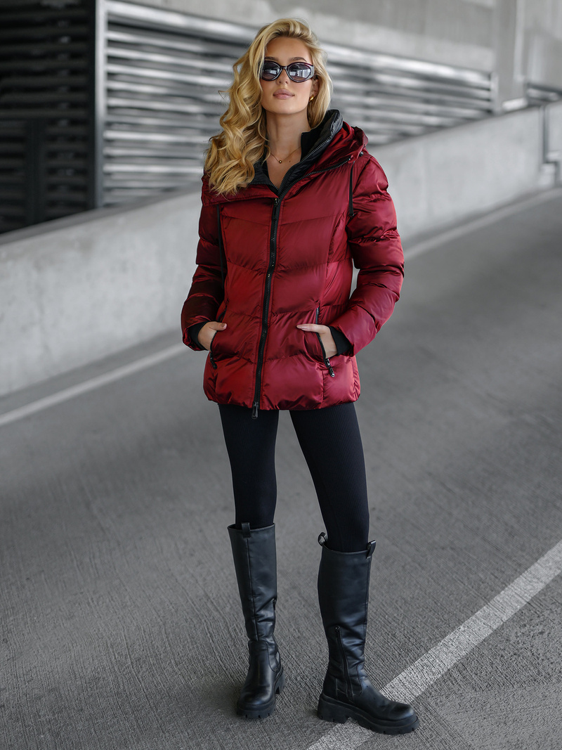 Γυναικείο μπουφάν μπορντό OZONEE JS/5M3316/1