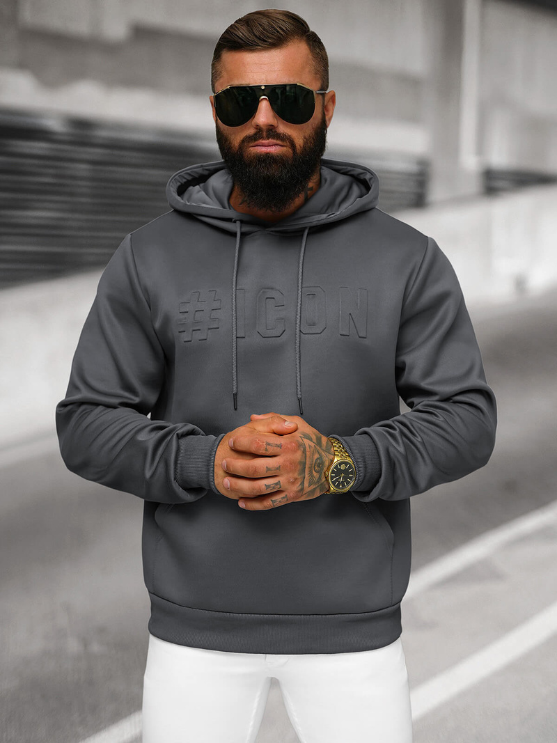 Ανδρικό Φούτερ με Κουκούλα γραφίτη OZONEE JS/27B6502/5