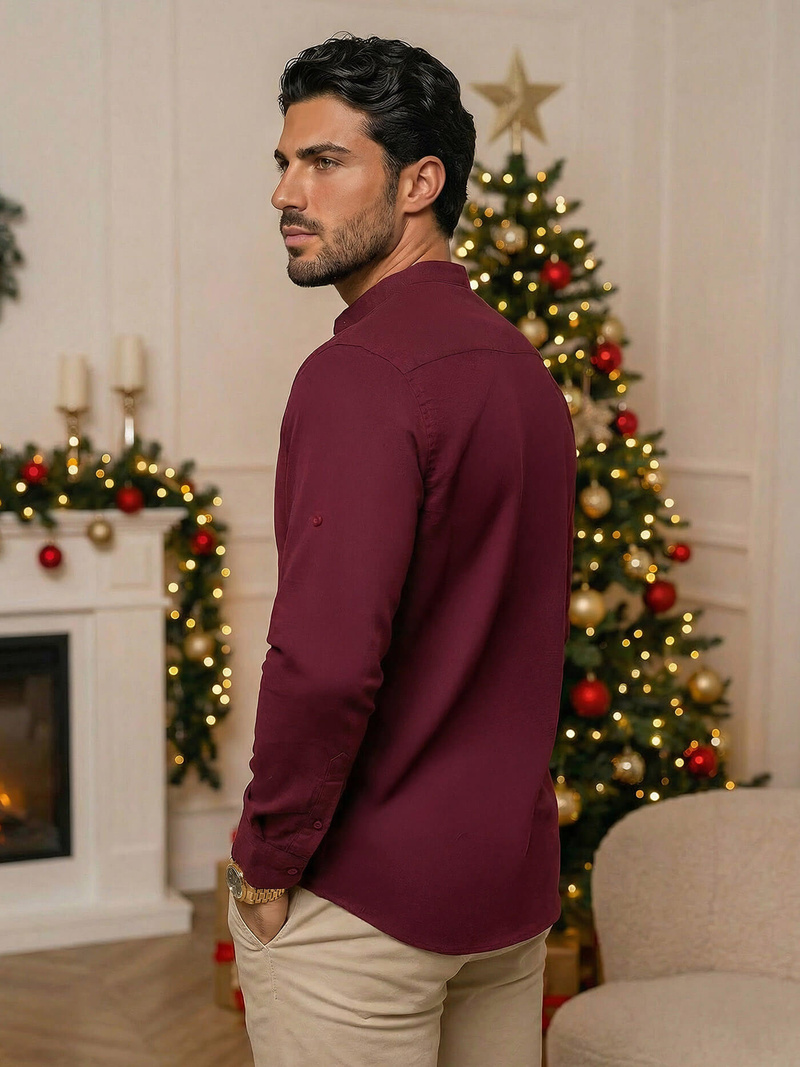 Ανδρικό πουκάμισο μπορντό OZONEE O/V57Z