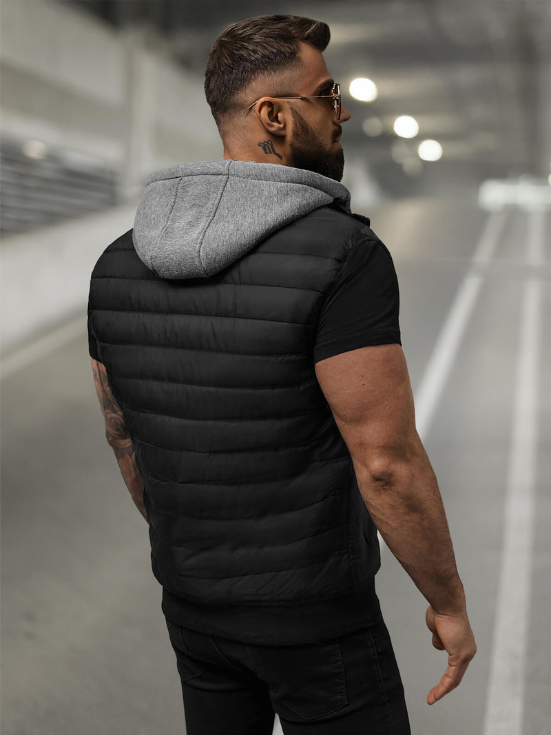 Ανδρικό αμάνικο μπουφάν μαύρο OZONEE JS/8M983/392