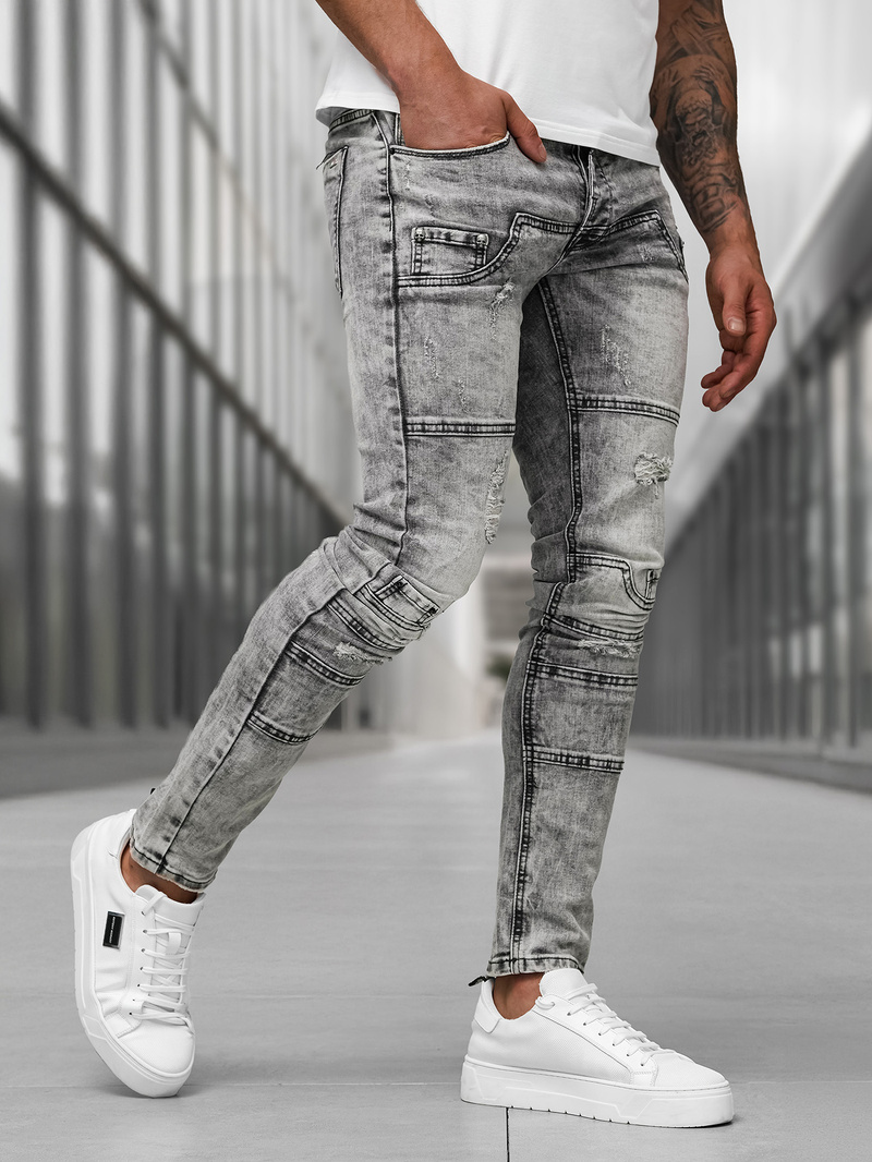 Ανδρικό τζιν παντελόνι γραφίτη OZONEE NB/MP0163NZ