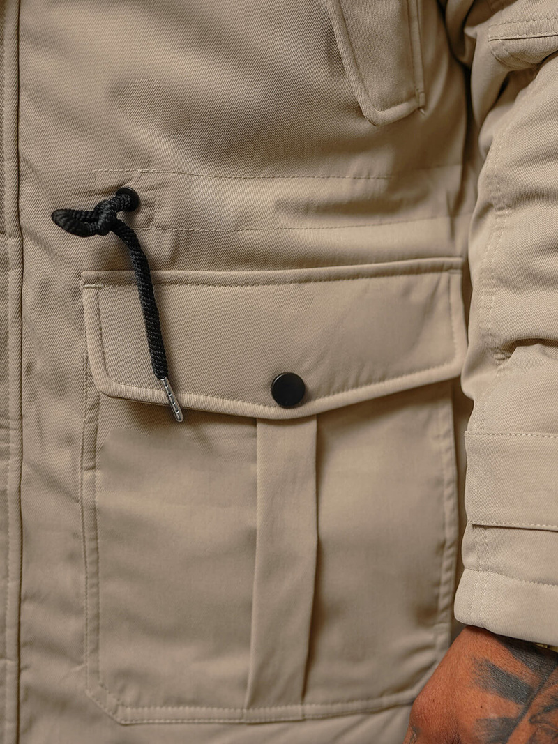 Ανδρικό χειμερινό μπουφάν μπεζ OZONEE JS/22M317/62