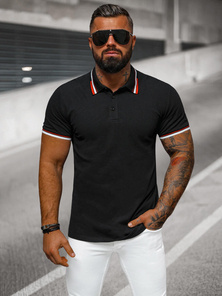 Ανδρική μπλούζα polo μαύρο OZONEE O/DA736