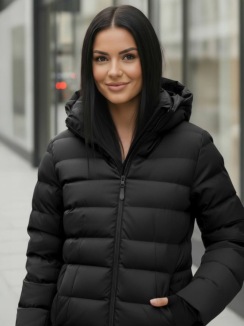 Γυναικείο χειμερινό μπουφάν mαύρος OZONEE JS/M769/392
