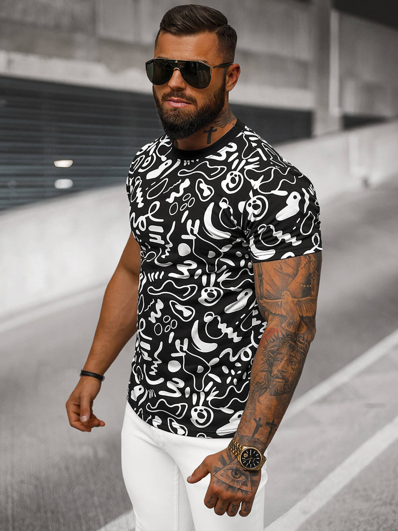 Ανδρικό μπλουζάκι μαύρο OZONEE JS/8T1205/3