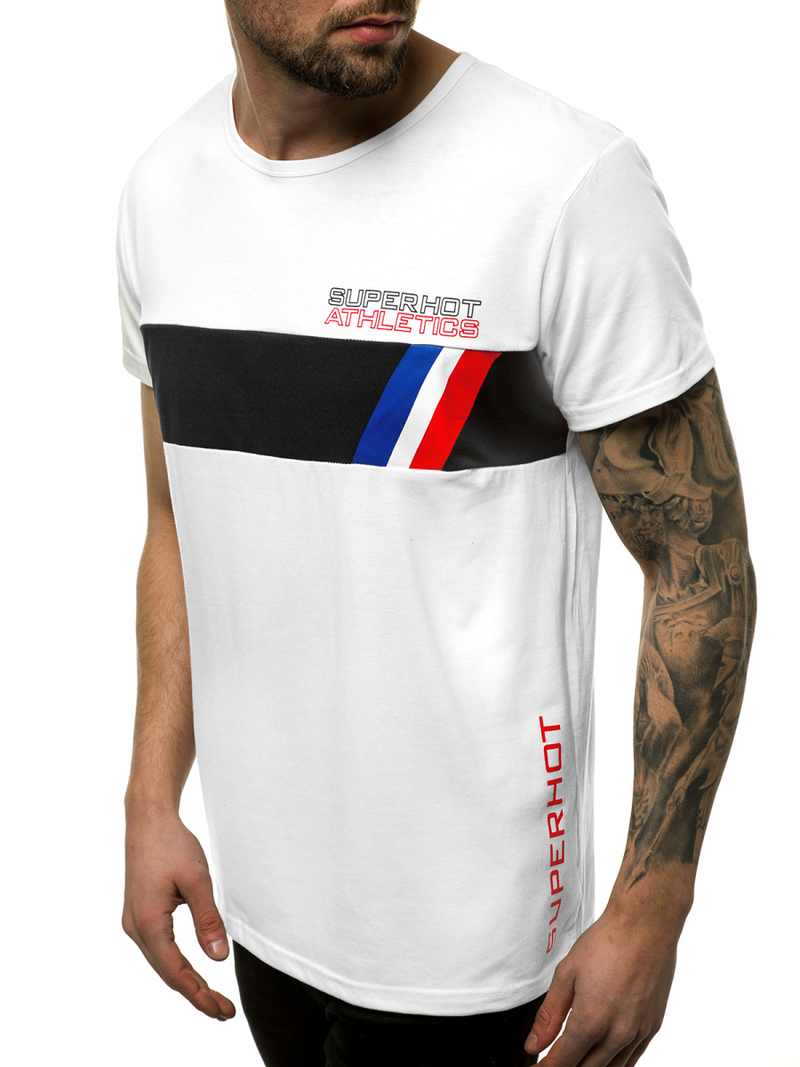 Ανδρικό μπλουζάκι λευκό OZONEE JS/KS1957