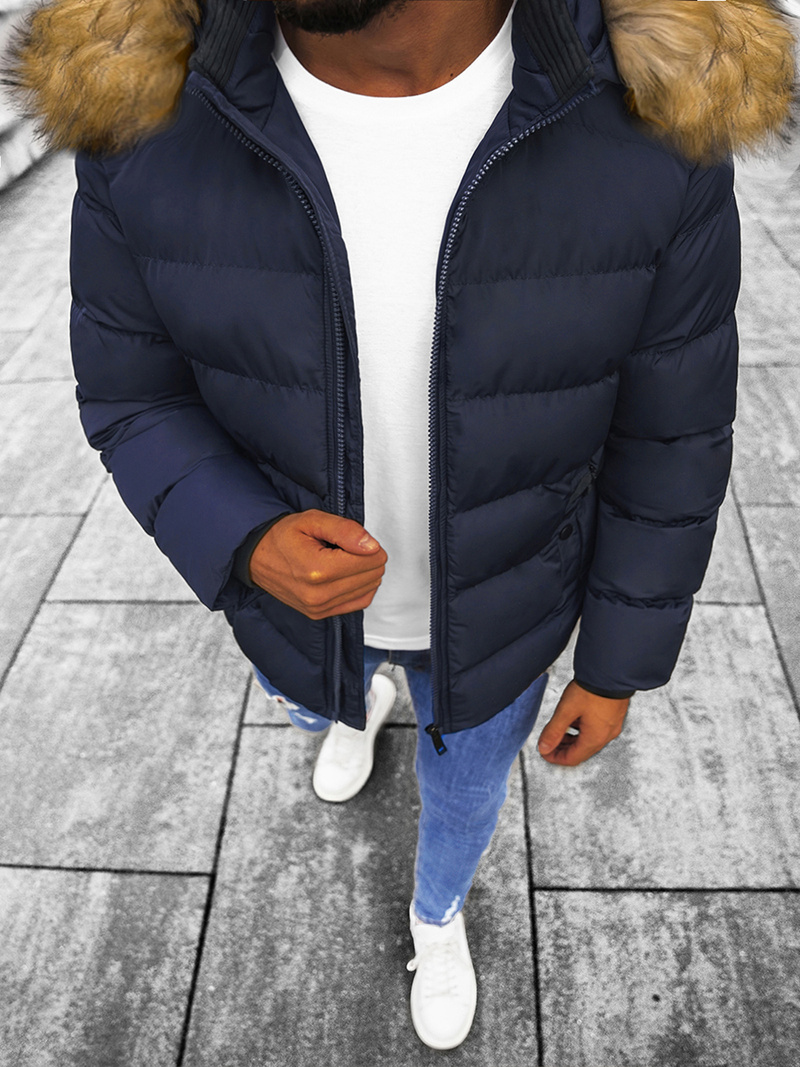 Ανδρικό χειμερινό μπουφάν ναυτικό μπλε OZONEE JS/M8107