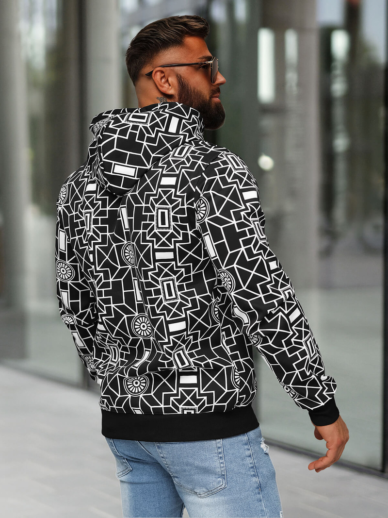 Ανδρικό Φούτερ με Kουκούλα Mαύρος OZONEE JS/8B1236/3