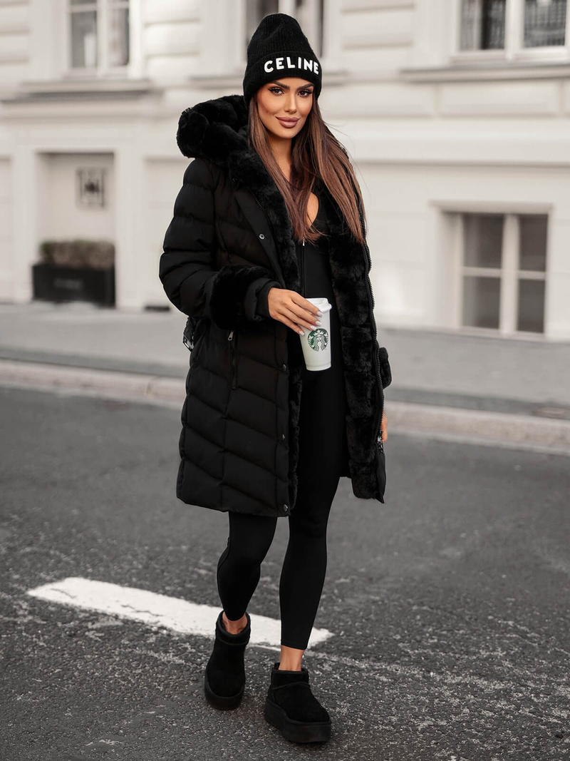 Γυναικείο μπουφάν μαύρο OZONEE JS/5M3156/392Z