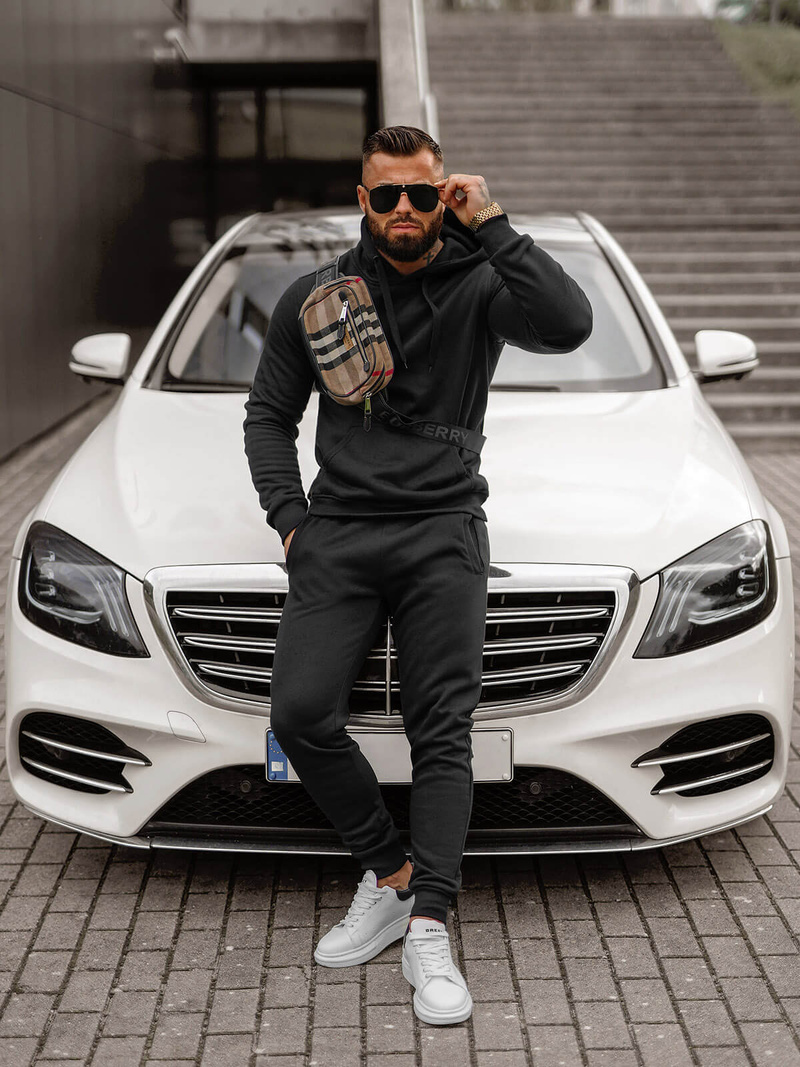 Ανδρικό σετ φόρμας μαύρο OZONEE JS/68C10381/3Z