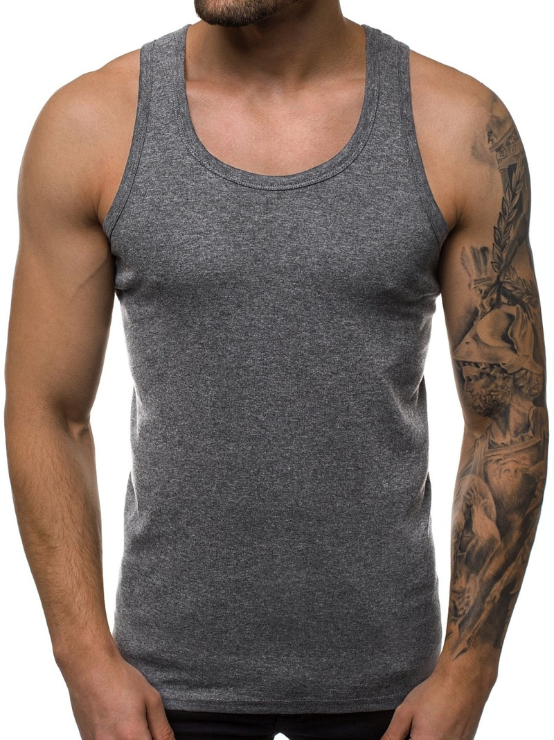 Ανδρικό αμάνικο μπλουζάκι σκούρο γκρι OZONEE JS/NB001