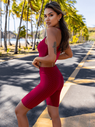 Γυναικείο σετ φόρμας δύο κομματιών μπορντό OZONEE O/22754Z