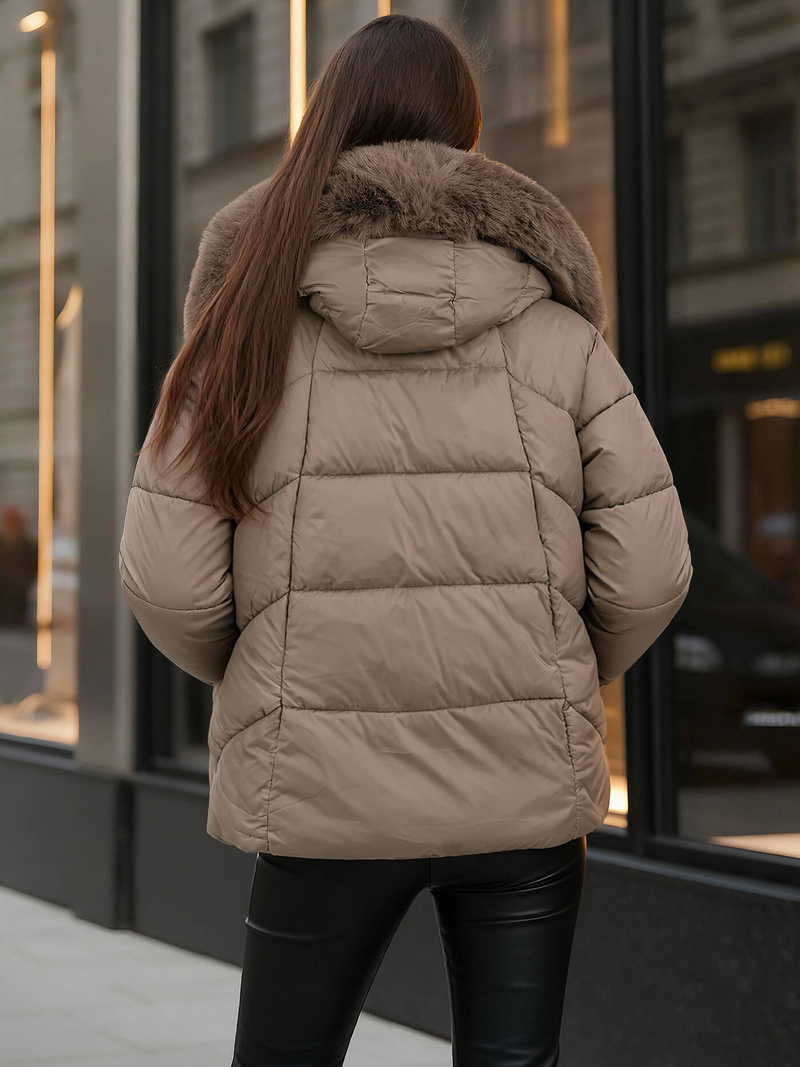 Γυναικείο μπουφάν Σκούρο μπεζ OZONEE O/16M9179/84